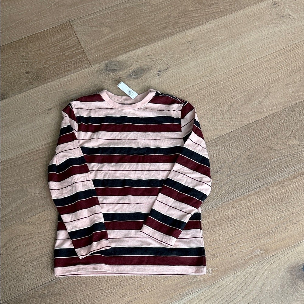 Old Navy Striped Crewneck Tee in Blush, Burgundy & Black